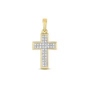Diamond Pave Cross Pendant 0.10ct, 9k Gold