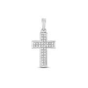 Diamond Pave Cross Pendant 0.10ct, 9k White Gold