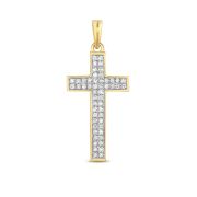 Diamond Pave Cross Pendant 0.16ct, 9k Gold