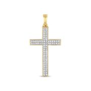 Diamond Pave Cross Pendant 0.21ct, 9k Gold