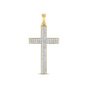 Diamond Pave Cross Pendant 0.21ct, 9k Gold