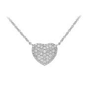 Diamond Pave Heart Necklace, 18k White Gold