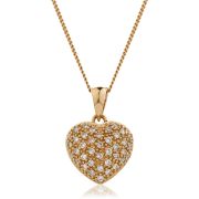 Diamond Pavé Heart Pendant Necklace 0.20ct, 9k Rose Gold