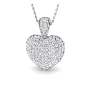 Diamond Pave Heart Pendant 1.00ct. 18k White Gold