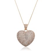 Diamond Pavé Heart Pendant 1.00ct, 9k Rose Gold