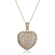Diamond Pavé Heart Pendant 1.45ct, 18k Rose Gold