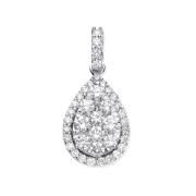 Diamond Pear Cluster Drop Pendant 1.62ct. 18k White Gold