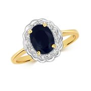 Diamond & Sapphire Ring 1.05ct. 9k Gold
