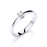 Diamond Solitaire Engagement Ring 0.10ct, 9k White Gold