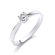 Diamond Solitaire Engagement Ring 0.25ct, 9k White Gold