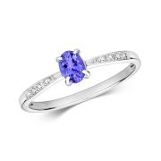 Diamond & Tanzanite Ring 0.33ct. 9k White Gold