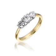 Diamond Three Stone Trilogy Ring 0.50ct, 18k Gold