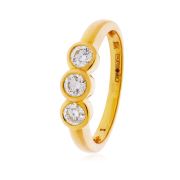 Diamond Trilogy Ring Bezel/Rub-Over Set 0.55ct, 18k Gold