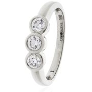 Diamond Trilogy Ring Bezel/Rub-Over Set 0.75ct, 18k White Gold