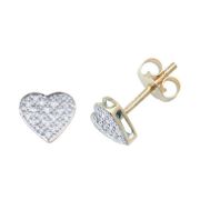 Diamond Heart Earrings 0.10ct, 9k Gold