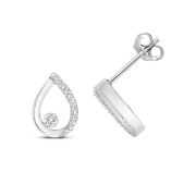 Diamond Pear Stud Earrings 0.09ct. 9k White Gold