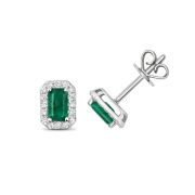 Emerald & Diamond Earrings 0.77ct, 9k White Gold