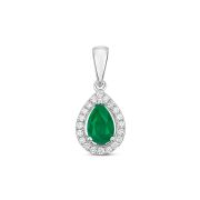 Emerald & Diamond Pear Drop Pendant, 9k Gold