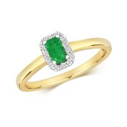 Emerald & Diamond Ring, Emerald Cut 0.37ct. 9k Gold