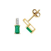 Emerald & Diamond Stud Earrings 0.46ct, 9k Gold