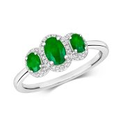 Emerald & Diamond Trilogy Ring 1.00ct, White Gold