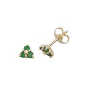 Emerald Trio Stud Earrings in Solid 9k Gold