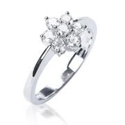 Diamond Seven Stone Cluster Ring 0.50ct, 18k White Gold