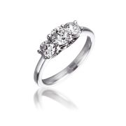 Diamond Three Stone Trilogy Ring 1.00ct, 18k White Gold