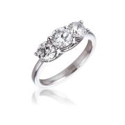 Diamond Three Stone Trilogy Ring 1.50ct, 18k White Gold