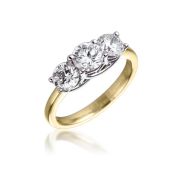 Diamond Three Stone Trilogy Ring 1.50ct, 18k Gold