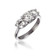 Diamond Three Stone Trilogy Ring 2.00ct, 18k White Gold