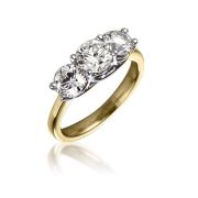 Diamond Three Stone Trilogy Ring 2.00ct, 18k Gold