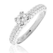 Diamond Pave Engagement Ring 0.80ct, 18k White Gold