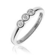 Diamond Trilogy Ring Bezel/Rub-Over Set 0.25ct, 18k White Gold