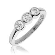 Diamond Trilogy Ring Bezel/Rub-Over Set 0.55ct, 18k White Gold