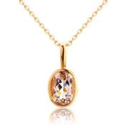 Morganite Oval Drop Pendant Necklace, 9k Rose Gold