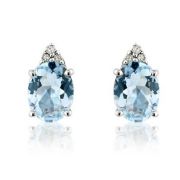 Mark Milton Aquamarine & Diamond Oval Stud Earrings, 9k White Gold