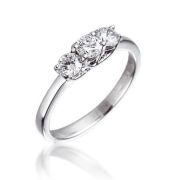 Diamond Three Stone Trilogy Ring 0.50ct, 18k White Gold