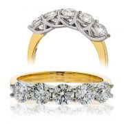 Five Stone Diamond Ring 1.00ct, 18k Gold