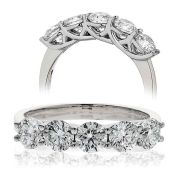 Five Stone Diamond Ring 0.75ct, 18k White Gold