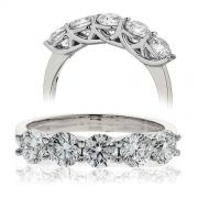 Five Stone Diamond Ring 1.50ct, 18k White Gold