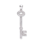 Diamond Key Pendant 0.22ct. 18k White Gold