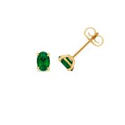 Lab Grown Emerald Oval Stud 0.50ct. 9k Gold