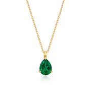 Lab Grown Pear Emerald Necklet 1.25ct 9k Gold