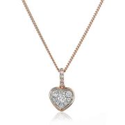 Diamond Cluster Heart Pendant 0.25ct, 18k Rose Gold
