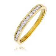 Diamond Channel Half Eternity Ring 0.25ct, 9k Gold