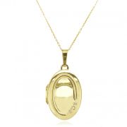 Mark Milton Gold & Diamond Oval Groove Locket Necklace