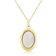 Mark Milton Gold Oval Locket Necklace with Mother of Pearl
