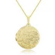 Mark Milton Round Embossed Gold Locket Necklace
