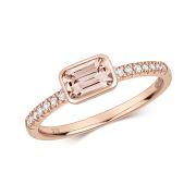 Morganite & Diamond Ring, 9k Rose Gold